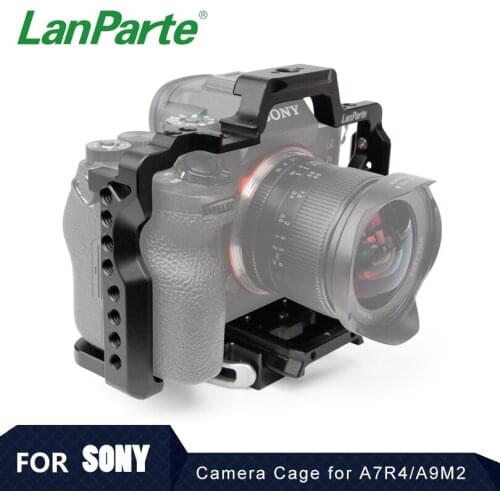 Lanparte Lightweight A7R4 A9M2 Camera Cage for Sony with Manfrotto 501 Quick Release Dovetail Plate for DSLR Camera Accessories