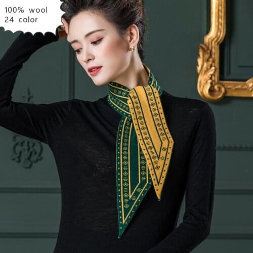 Naizaiga Double layer 100% wool Cold-proof pure womens jacquard bib warm neck long stripe scarf , WQFS10