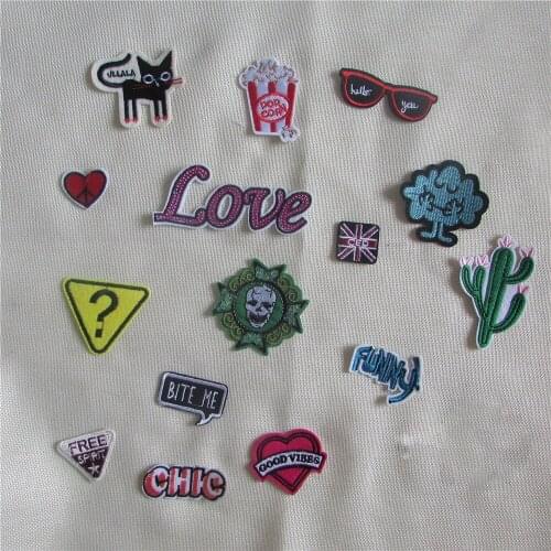 Hot sell 16 kind high quality cartoon patches stripes hot melt adhesive applique embroidery DIY clothing accessory C723-C740