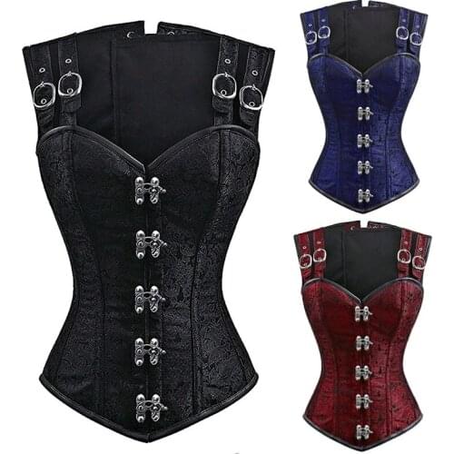Gothic Steampunk Steel Boned Vintage Corset Bustier Waist Cincher Sleeveless Vest Renaissance Tummy Slimming Shapewear Corsets