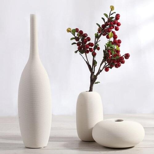 Nordic Ceramic Vase Three-piece Home Furnishings Burnt Stripe Creative Home Crafts Flower Ornaments