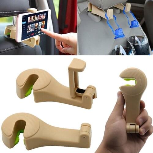 Car Portable Car Seat Back Hooks Hanger With Phone Holder Organizer Headrest For Hanging Bag Purse Cloth Grocery Car Styling