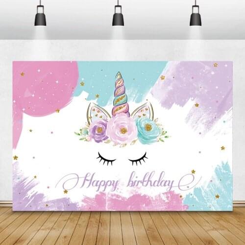 Laeacco Graffiti Unicorn Photophone Birthday Backdrops Baby Shower Photography Backgrounds Newborn Children Photocall Photozone