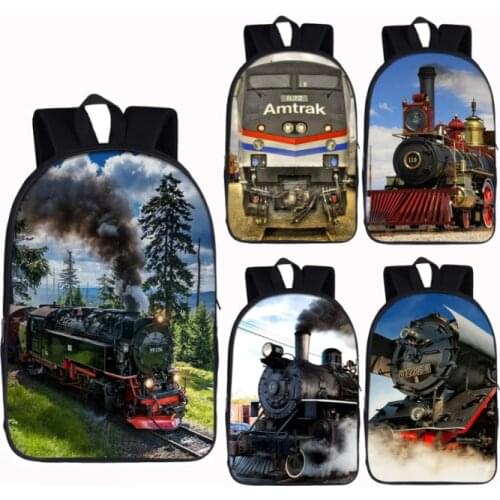 Locomotive / Steam Train Backpack for Teenager Girls School Bags Women Rucksack Men Travel Backpack Student Bag Kids Bookbag