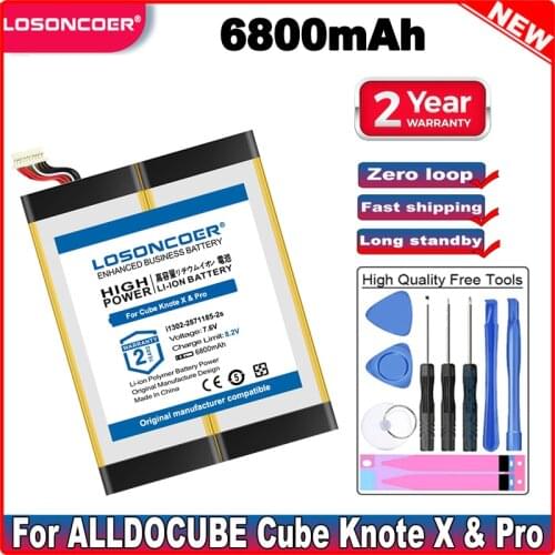 LOSONCOER 6800mAh Tablet Battery For ALLDOCUBE Cube Knote X & Pro Tablet PC Kubi KnoteX i1302-2871185-2s