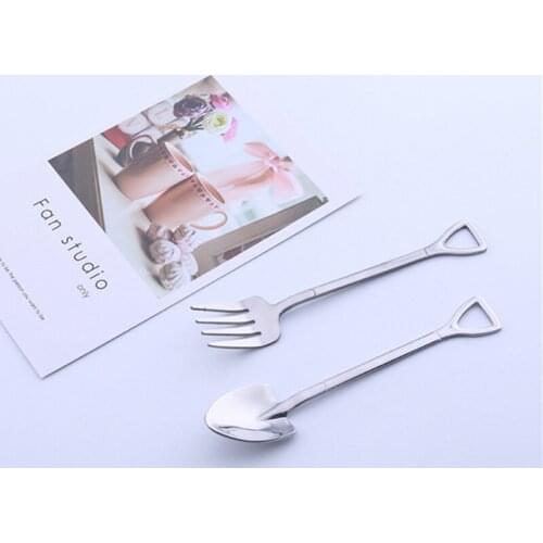 Stainless Steel Shovel Spoon Salad Dessert Food Eating Spoon Tableware Cutlery Creative Couple Valentine Gift F20173851