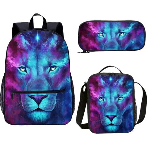 Fashionable Colorful Lion Print Children Backpack Boy and Girl Kids School Bag Bag Teenager Daypack Pack Back to School Gift