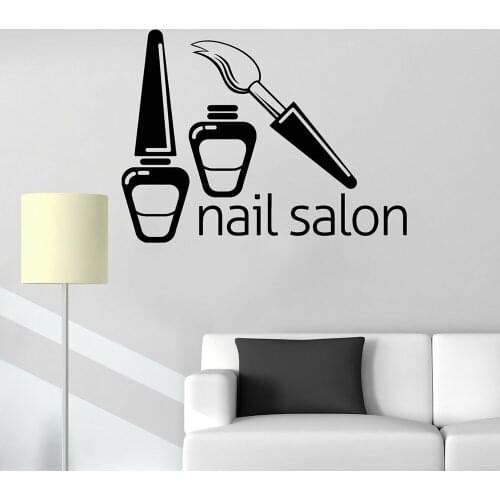 Manicure Salon Wall Decal Nail Salon Polish Beauty Woman Girl Vinyl Wall Stickers for Nail Salon Decoration Removable Mural C633