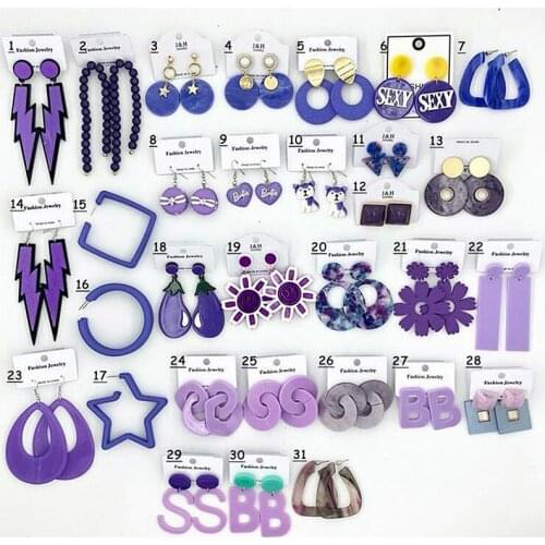 2019 New Fashion Multiple Purple Acrylic Long Dangle Earrings Geometric Round Circle Drop Earrings For Women Girls Jewelry Gifts