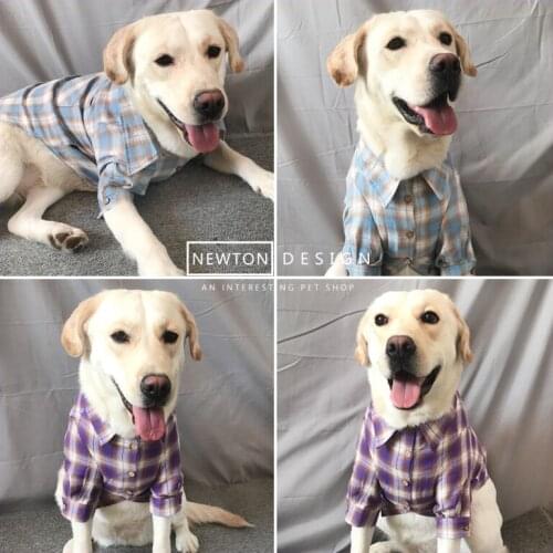 Golden Retriever Big Dog Clothes Large Dog Spring and Autumn Clothes Thin Big Dog Shirt Soft Casual Big Plaid Dog Shirt