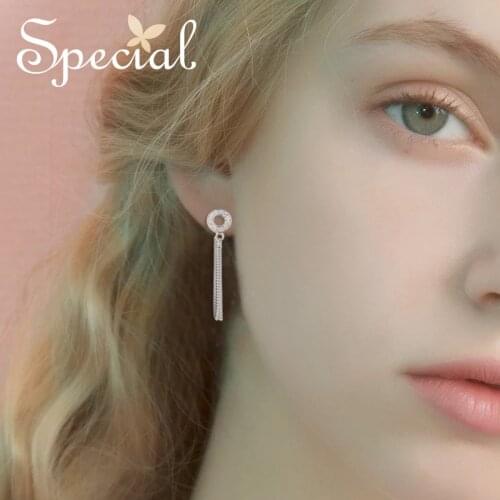 Special exotic style individual temperament with thin and long tassel S925 silver pin earrings earrings earrings earrings female