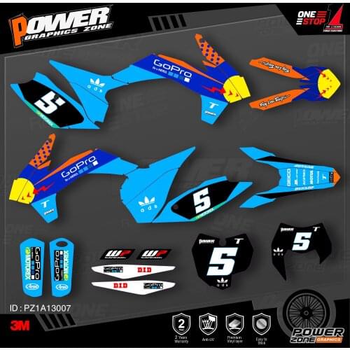 PowerZone Custom Team Graphics Backgrounds Decals 3M Stickers Kit For KTM SX SXF MX 13-15 EXC XCW Enduro 14-16 125 to 500cc 07