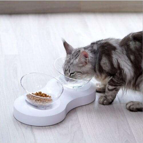 Dog Cat Pet Drinker Feeder Bowl Non-slip Cat Bowls Double Pet Bowls With Raised Stand Pet Food Water Bowls Pet Feeding Supplies