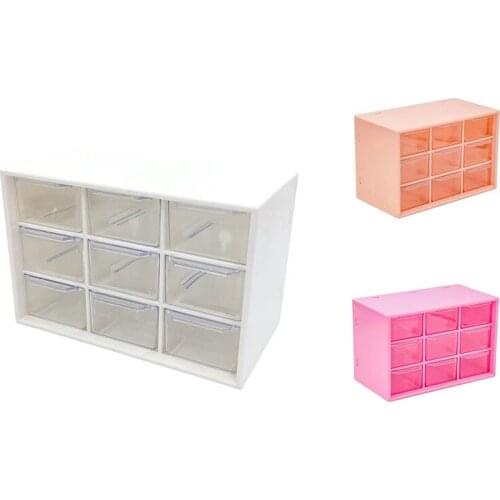 Translucent Drawer Type Storage Drawers Nine-Grid Desktop Box Student Cosmetics Shelf Tape Drawer Organizer-ABUX