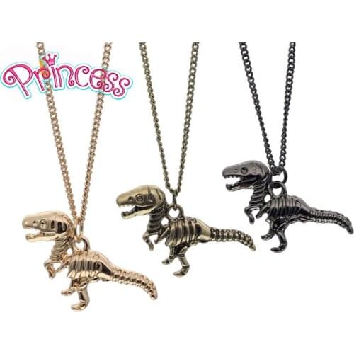 2019 New Fashion Gold/Black/Bronze Tone Delicacy Dinosaur Pendant 16" Short Necklace Birthday Gift For Sweet Heart Girl EG018