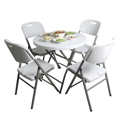 Simple Small Round Folding Dining Table Portable Home Round Folding Table and Chairs Simple Outdoor Leisure Round Table