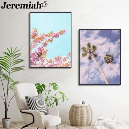 Simple Plant Canvas Poster Sky Flower Painting Wall Art Modern Room Living Room Decoration Wall Picture