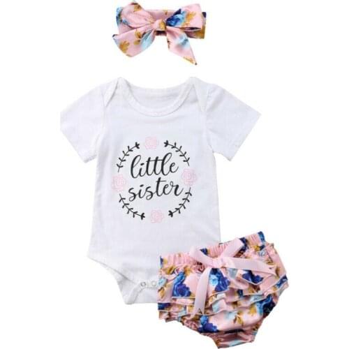 PUDCPOCO 3 PCS Newborn Infant Baby Girl Outfits Clothes Romper Jumpsuit Bodysuit Pants Set 0-18M