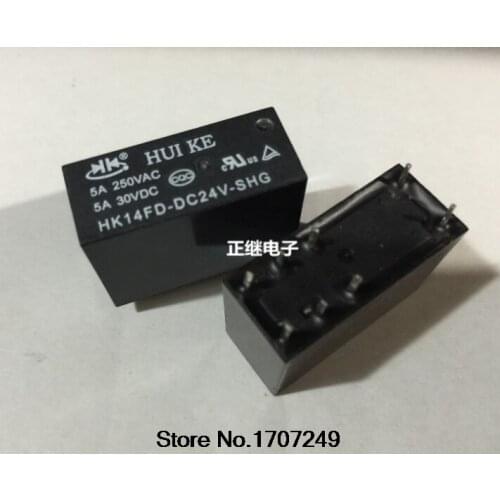 Free Shipping 50pcs/lot 100% new original relay HUIKE Power relay HK14FD-24V-SHG DC24V 8Pins 5A 250VAC