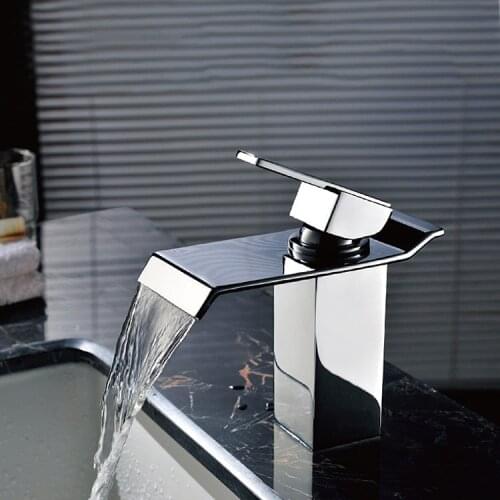 Luxury polished chrome plating bathroom waterfall basin faucet