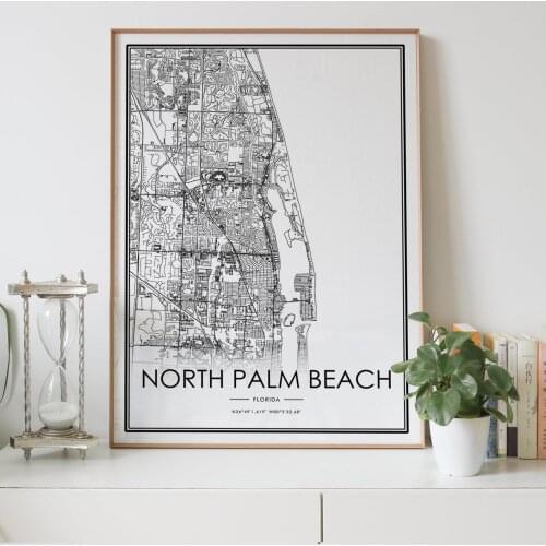 NORTH PALM beach Florida FL usa city map Nordic Living Room Decoration Canvas Poster Modern Home Decor Art Print Painting