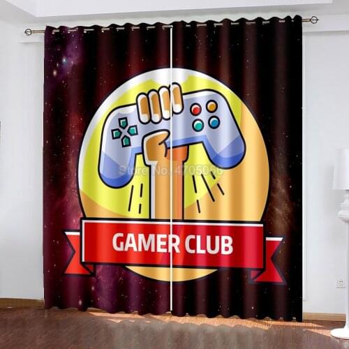 Gamepad Digital Print Blackout Curtains for Bedroom Living Room Home Modern Soft Kitchen Window Drapes Home Decor