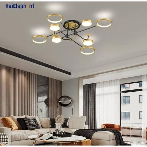 Modern LED Chandelier Lighting For Living Room Bedroom Black Gold Iron Lamps Home Deco Lights Luminaria Fixture Lustre AC85-260V
