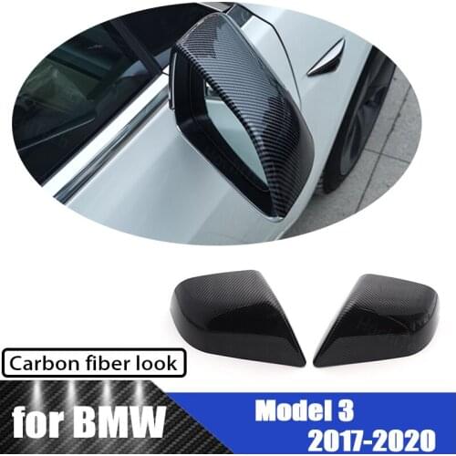 Car Styling High Quality Side for Tesla Model 3 Model3 Tesla M3 2017-2021 Rearview Mirror Cover Caps Carbon Fiber Pattern