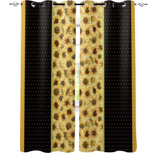 Flower Sunflower Wave Dot Blackout Curtains For Bedroom Blinds Drapes Window Curtains For Living Room High Shading