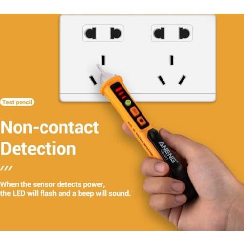 AC 12V-1000V Voltage Tester Pen Non-Contact Volt Detector Stick Adjustable Range Buzzer Sound Light Alarm Alert Flashlight VD901