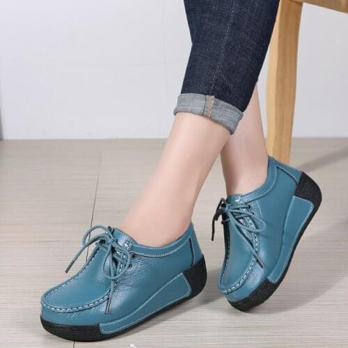 New Women Flats Comfortable Loafers Shoes Woman Breathable Leather Lace-up Sneakers Women Fashion Black Soft Casual Shoes Female