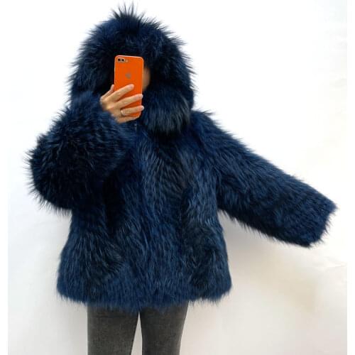 Real Fox Fur Jacket Winter Women Fur Coat Hooded Short Real Fox Fur Coat Keep Warm In Winter European And American Fashion