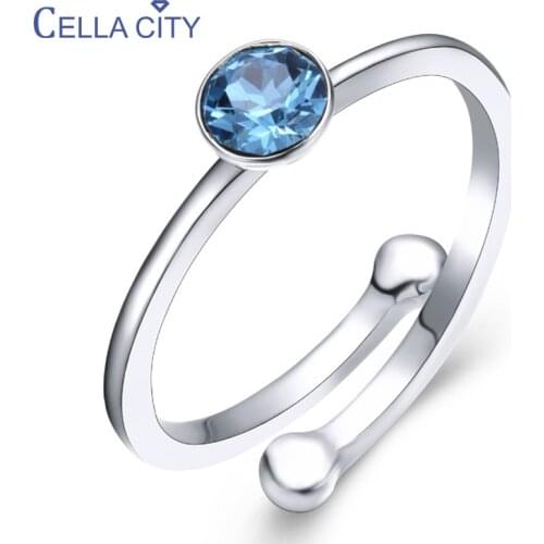 Cellacity 925 Silver Ring With Round Creative Aquamarine Gemstone For Charm women fine jewelery wedding party gift wholesale