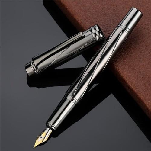 0.5mm Nib Luxury Silver Plating Fountain Pen High Quality Standard Type Ink Pen Writing Office School Stationery Supplies