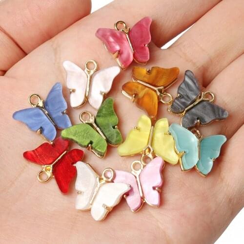10pcs 16x14x4mm Acrylic Resin Butterfly Shape Charms for Jewelry Making Animal Pendants Necklaces Cute Earrings DIY Handmade