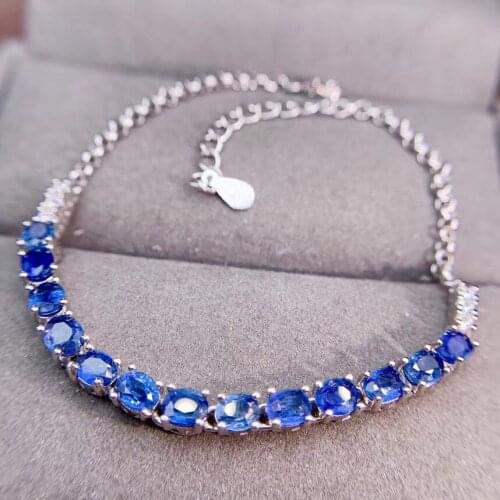 100% Real AndNatural Sapphire Bracelet Natural And Real Sapphire Bracelet 925 sterling silver Fine jewelry Sapphire Bracelet