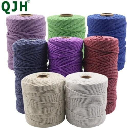 2mm 3mm Multicolor Macrame Rope Twisted String Cotton Cord For Handmade Natural Beige Rope DIY Home Wedding Accessories Gift