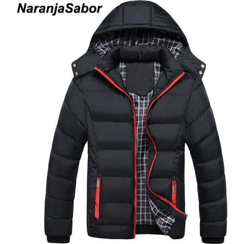 NaranjaSabor 2020 Winter Mens Thick Coats Hooded Parkas Mens Jackets Warm Breathable Coat Male Overcoat Mens Brand Clothing 5XL