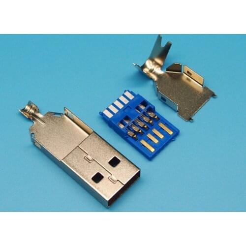 25set/lot 3 in 1 DIY USB 3.0 male A type jack/plug/socket soldering type socket welding wire