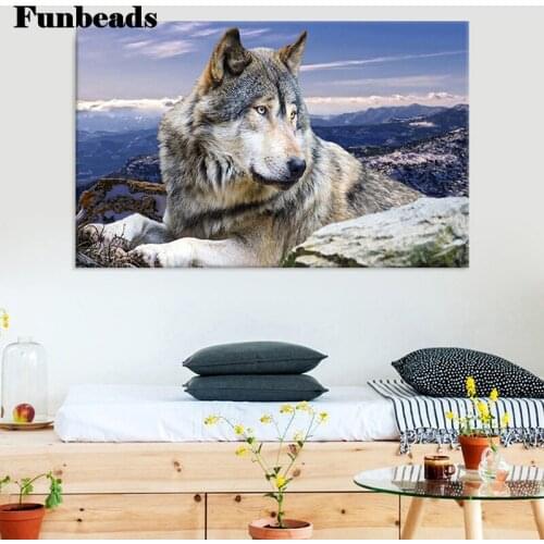 Diamond mosaic wolf landscape painting Diamond Embroidery daimond painting full square round drill cross stitch Home Decor FF474