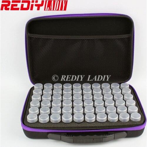 Diamond Painting Cross Stitch Tool Beads Container Storage Box Diamond Mosaic Hand Bag with 60 Bottles Zipper EVA Shockproof