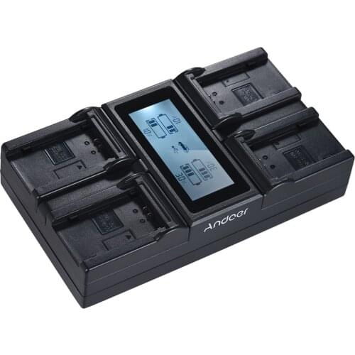 Andoer NP-FZ100 4-Channel LCD Camera Battery Charger for Sony A7III A9 A7RIII A7SIII with DC Car Charger