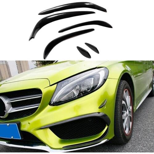 Carbon Fiber Car Front Bumper Spoiler Splitter Cover Grille Air Vent Splitter For Mercedes Benz C Class W205 2015-2019