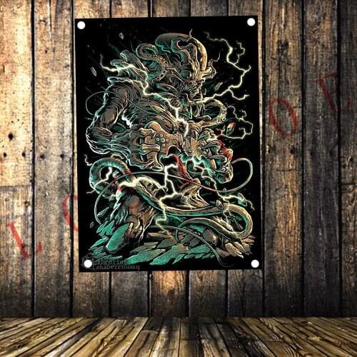 Large Music Illustrated Rock Band Posters Wall Stickers High Grade Canvas Art Four Holes Banners & Flags Home Decoration Gift