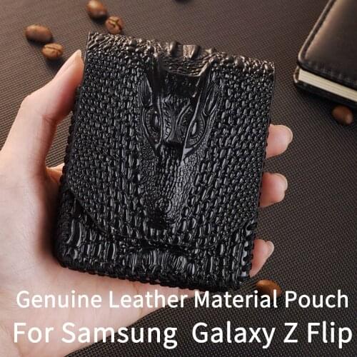 Genuine Leather Galaxy Z Flip Case Pouch Protective Pouch for Galaxy Z Flip Pouch Accessories Bag SM-F700F Case