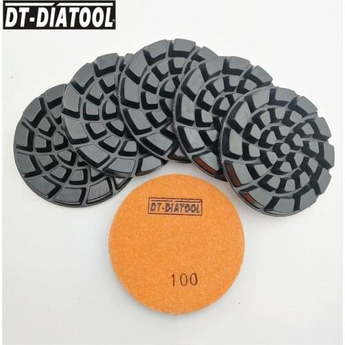 DT-DIATOOL 6pcs/pk 4inch Resin Bond Concrete Diamond Polishing Pads Floor Renew Sanding Discs Repairing For concrete Floor