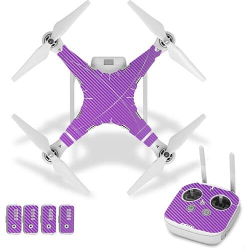 Purple Carbon Fiber Style Vinyl Skin Sticker for DJI Phantom 3 Drone And Remote Controller 0094