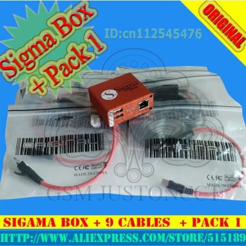Gsmjustoncct original sigma box with 9 cables with Pack 1 activation for MTK-based For Motorola, Alcatel, Huawei, ZTE free ship