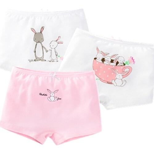 Pink Rabbit Cotton Girls Underwear Cartoon Sweet Girls Underpants Boxer Girls Clothes for 3 4 6 8 10 12 Years Old RKU193001