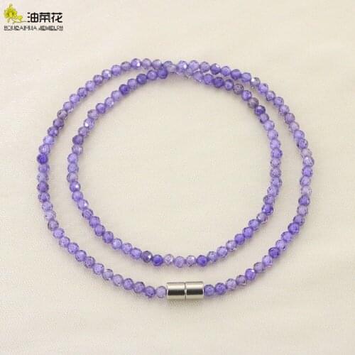 Exquisite Elegant 3mm Faceted Natural Gemstone Zircon Crystal Necklace Clavicle Chain Women and Girls Christmas Wedding Gifts